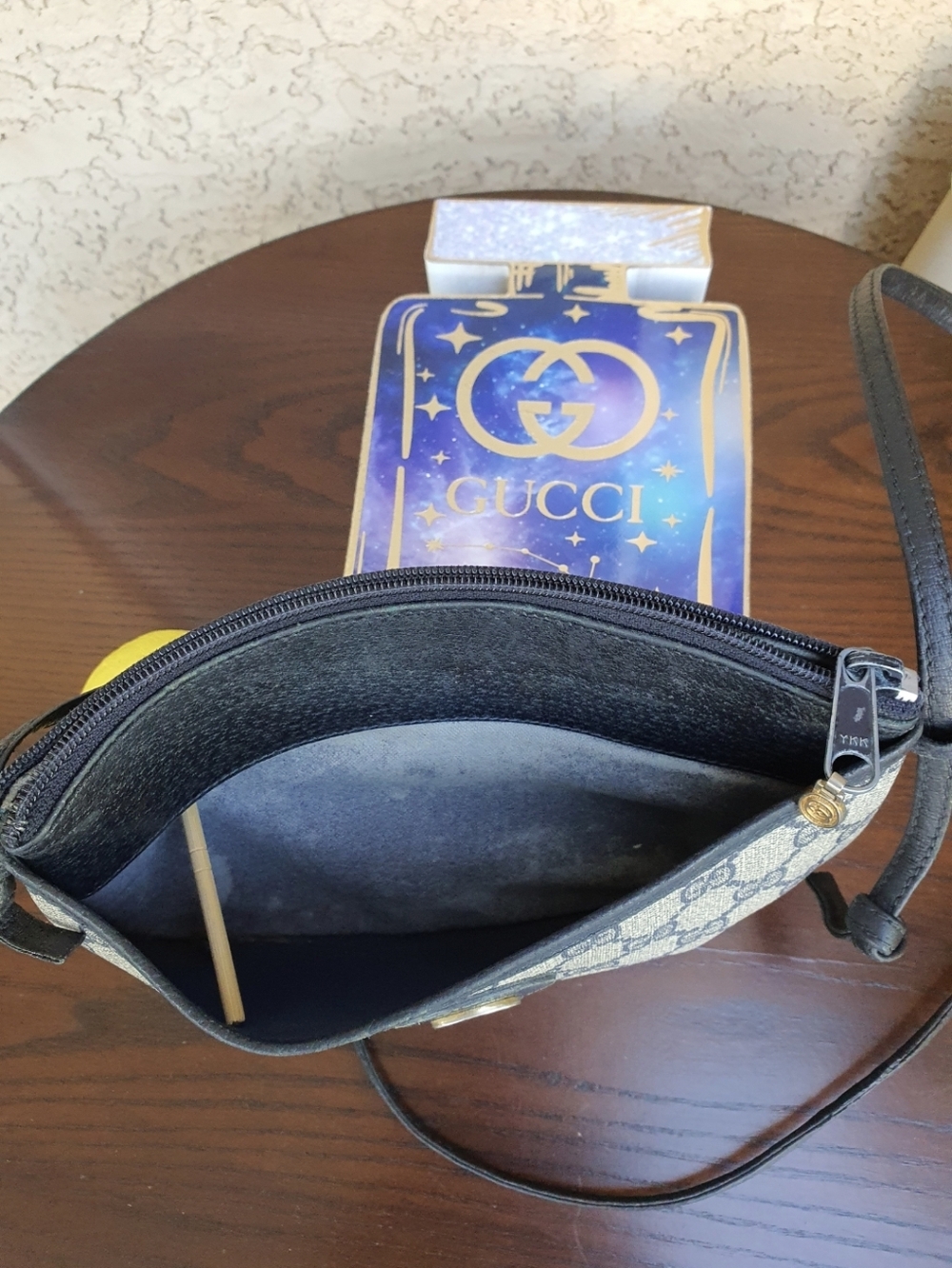 Gucci GG Supreme Monogram Coated Canvas Leather Blue Navy Shoulder/Crossbody Bag - Picture 8 of 15